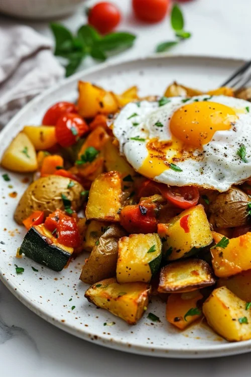 Pisto con huevo y patatas: receta tradicional